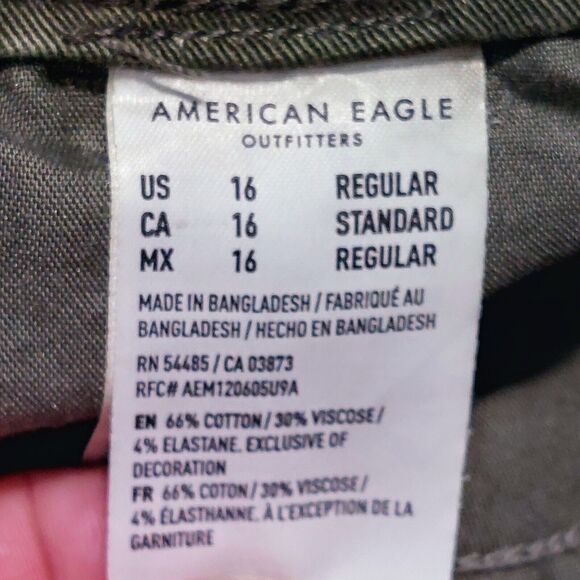 American Eagle Women Baggy Wide Leg Cargo Pants Size 16R Green Streetwear Skater - Picture 8 of 13